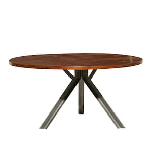 36 in. Brown Round Wood Industrial Coffee Table
