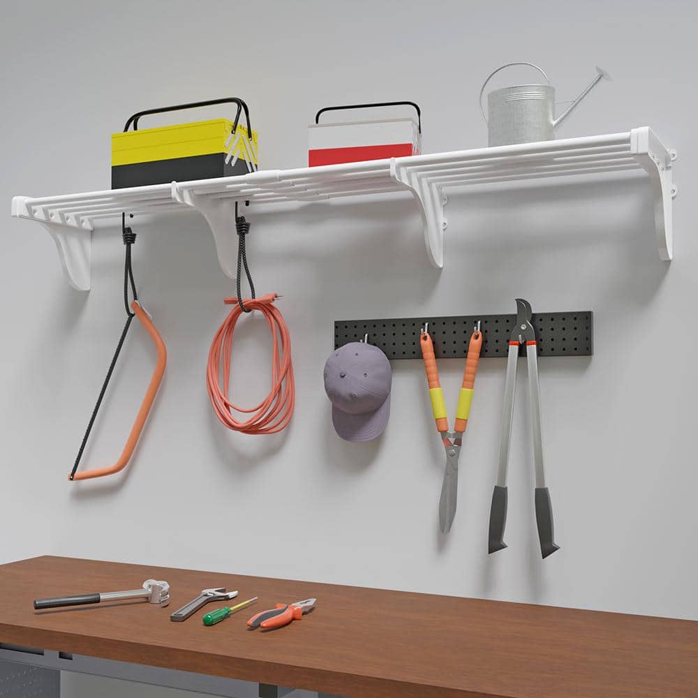 Modular Expandable 75" White Steel Garage Shelf with 250lb Capacity