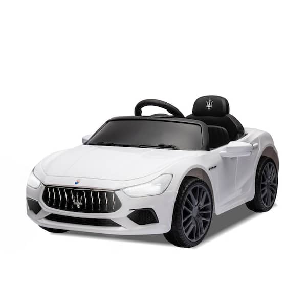 Zeus & Ruta 12-Volt  Rechargeable Battery Powered Electric Car with 2 Motors, Remote Control and Manual Modes, Led Lights in White