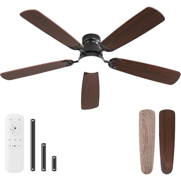 52 in. Integrated LED Indoor Matte Black Ceiling Fan with Light Kit and Remote Control