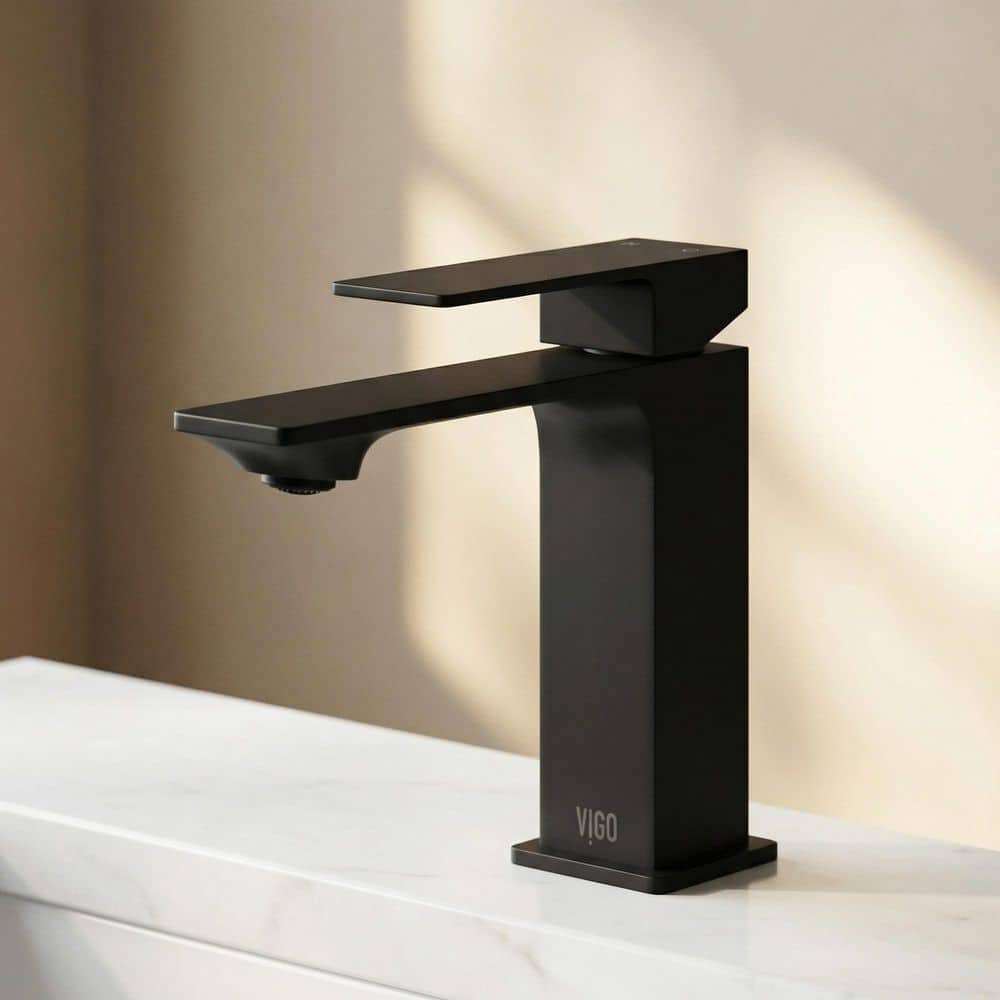 VIGO Dunn Single Handle Single-Hole Bathroom Faucet in Matte Black