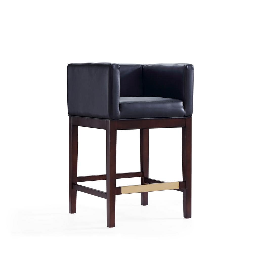 Kingsley Dark Walnut Beech Wood Leather Counter Stools, Set of 3