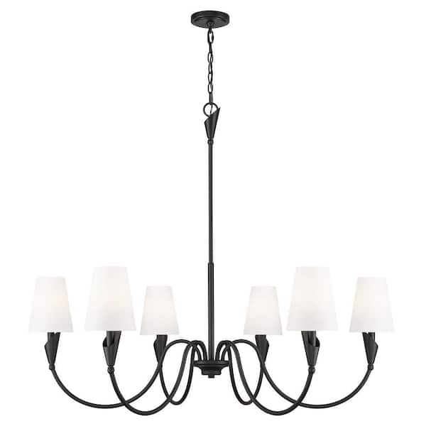 Claudelle 6 light Matte Black Chandelier for Indoor Use with No Bulbs Included
