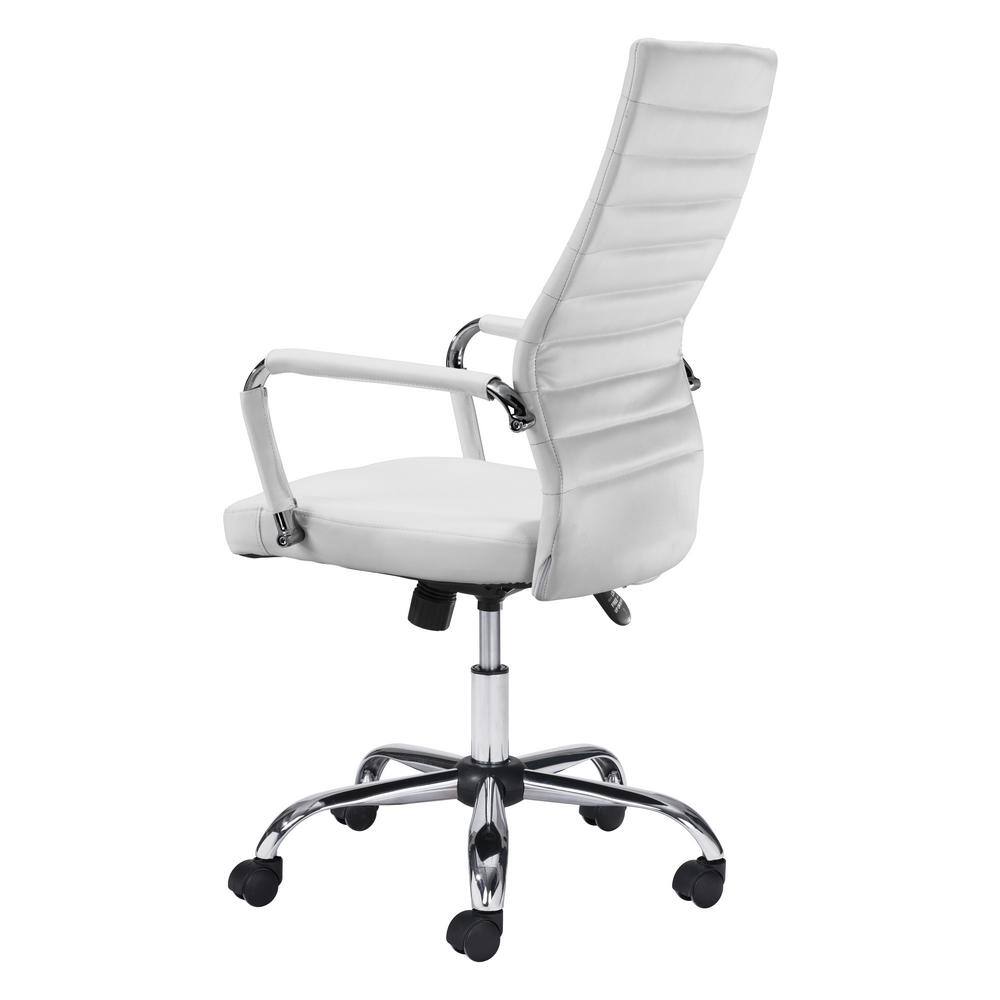 White High Back Leather Swivel Arm Chair