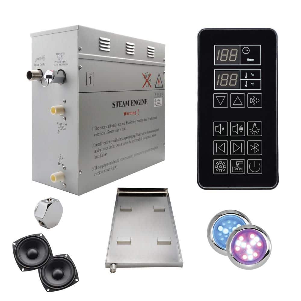 Superior SteamPoint Plus 9kW Steam Bath Generator, Self-Draining, Bluetooth Digital Keypad, Drip Pan, Colored Lights