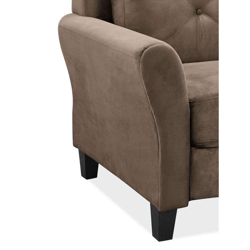 Harvard Brown Microfiber Accent Chair with Wood Frame