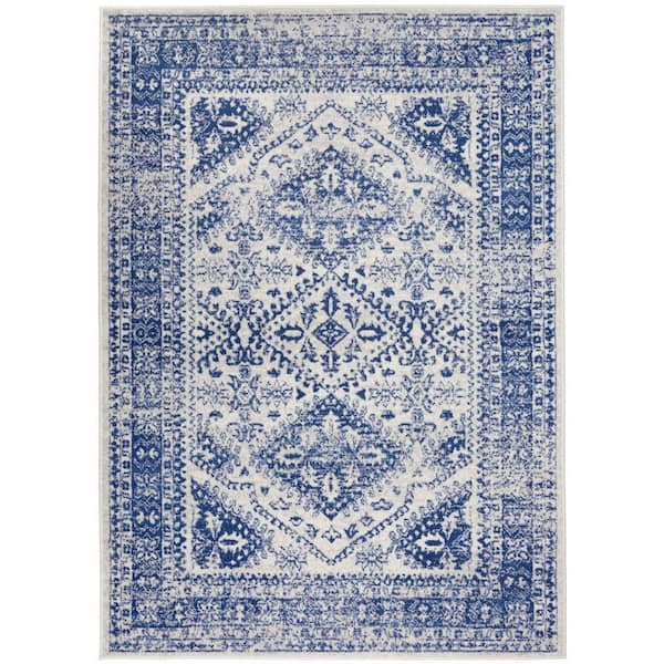 Nourison Whimsicle Ivory Navy 6 ft. x 9 ft. Geometric Bohemian Area Rug