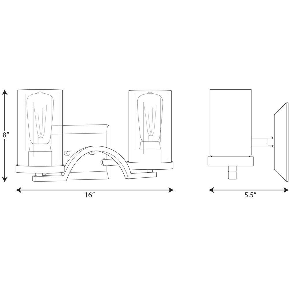 Lassiter Matte Black 2-Light Bath Vanity Fixture