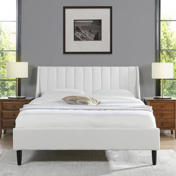 Aspen 63.5 in. Performance Velvet Vertical Tufted Upholstered Queen Modern Platform Bed Frame with Headboard