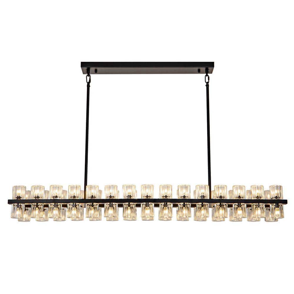 80-Light Black Rectangular Chandelier, 72 in. Modern K9 Crystal Chandelier for Dining Room, Living Room, Foyer price history on PriceWatchPro
