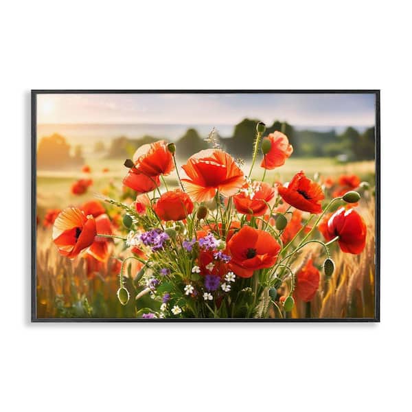 Stupell Industries Bright Sunlit Spring Meadow by Alina Georgescu Black Framed Nature Giclee Art Print 16 in. x 24 in.