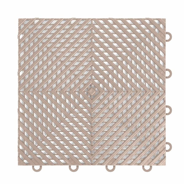 IncStores Nitro Vented 3/8 in. Garage Tiles, Beige, 12 in. x 12 in., 16-Pack, Covers 16 sq. ft., Interlocking Floor Tiles