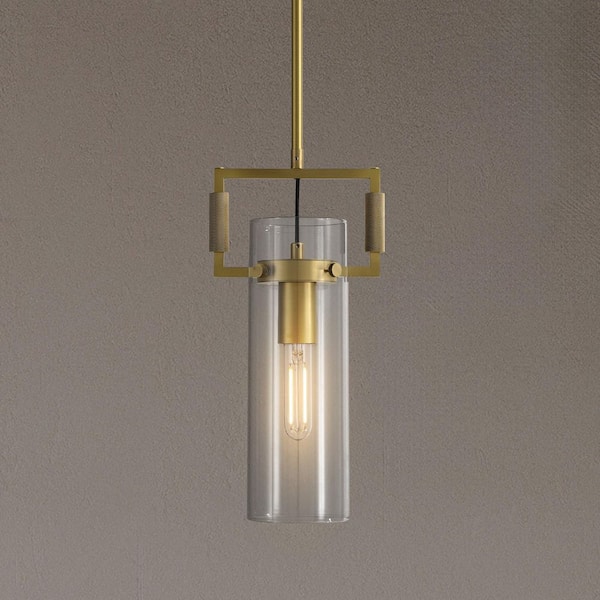 Modern Kitchen Island Pendant Lighting, 1-Light Gold Pendant Light with Glass Shade, Gold Pendant Light