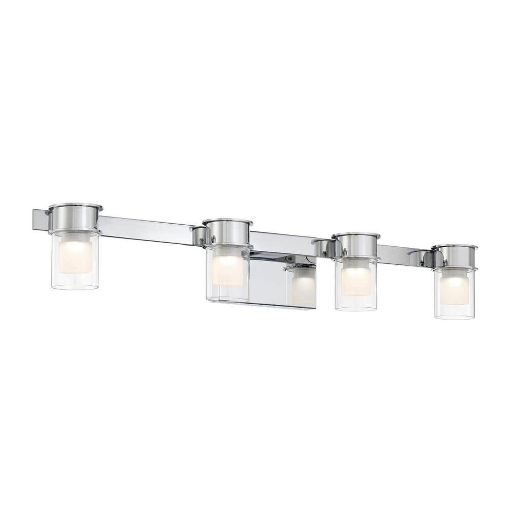 George Kovacs Herald Square 30 in. 4-Light Chrome LED Vanity Light with  Clear and Frosted Glass Shades P5414-077-L The Home Depot