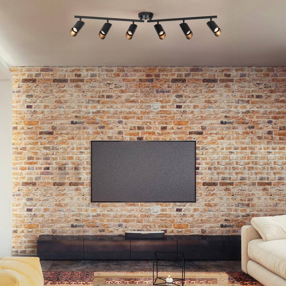Modern Matte Black 46" Metal 6-Light Ceiling Track Fixture