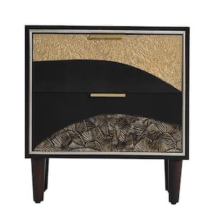 Black 2-Drawer 14.01 in. W Nightstand