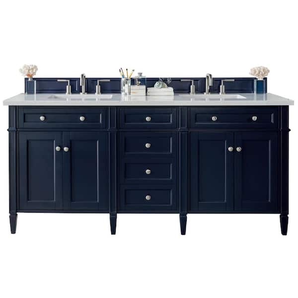 James Martin Vanities Brittany 72 in. W x 23.5 in. D X 34 in. H Double Bath Vanity Cabinet in Victory Blue with Arctic Fall Top