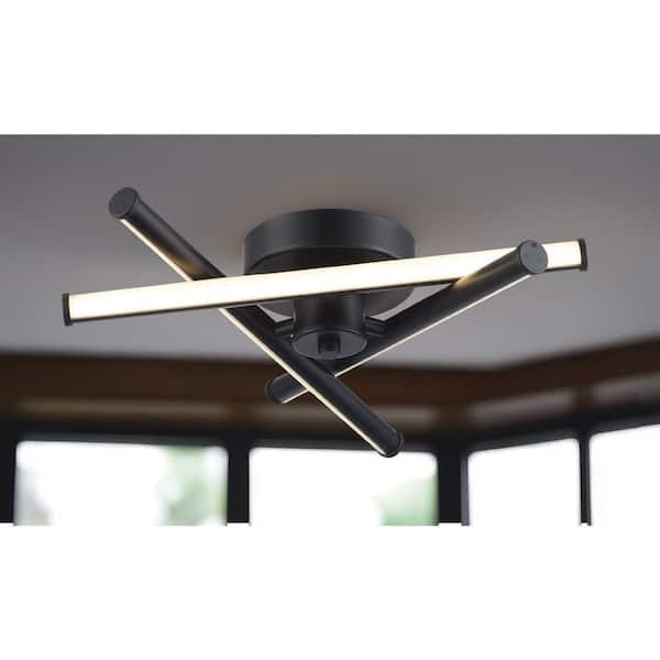 Monteaux Lighting York 15 in. Modern Black Linear Integrated Selectable LED Dimmable Flush Mount Ceiling Light with 3-CCT