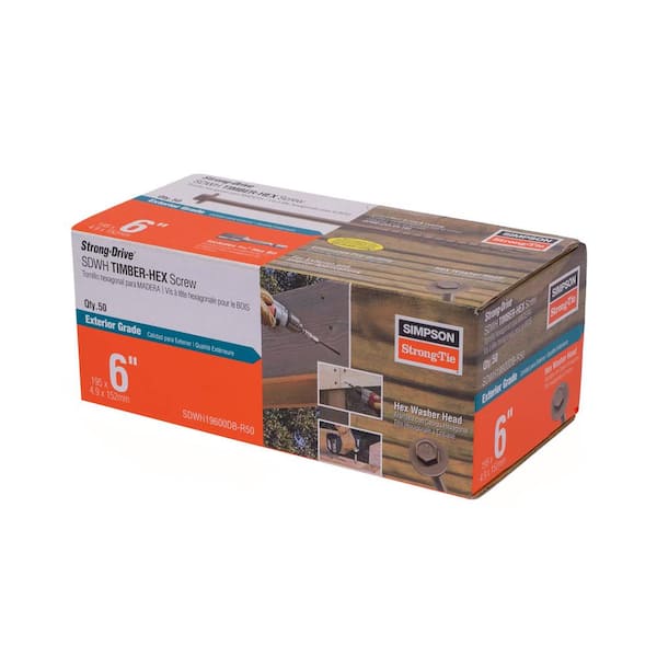 0.195 in. x 6 in. 5/16 Hex, Washer Head, Strong-Drive SDWH Timber-Hex Wood Screw, DB Coating in Tan (50-Pack)