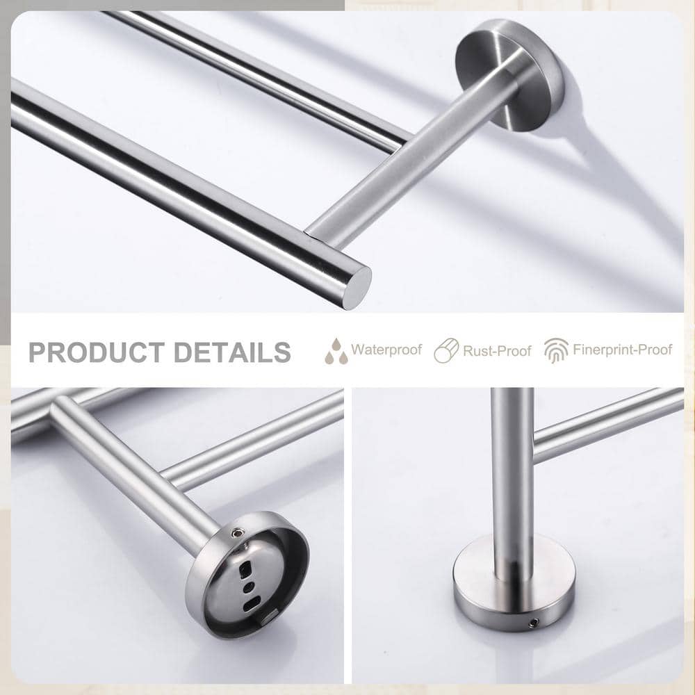 Brushed Nickel 32-Inch Double Wall Mounted Towel Bar