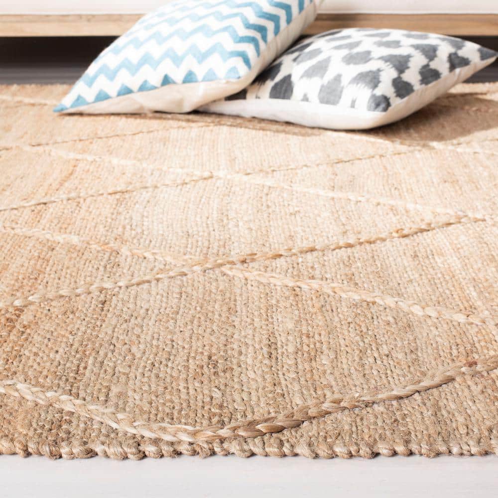 Natural Jute Flat Woven Handmade Area Rug with Tassels