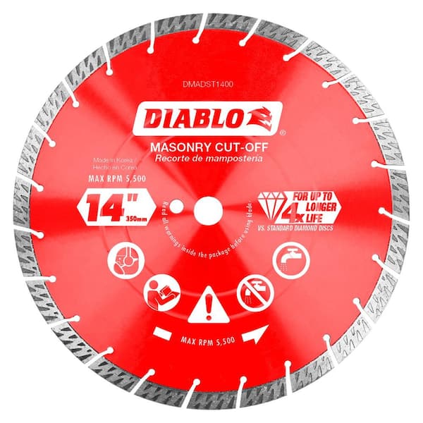 DIABLO 14 in. Diamond Segmented Turbo Cut-Off Discs for Masonry