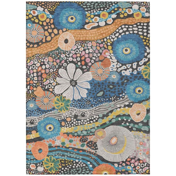 Chantille Machine Washable Indoor/Outdoor Abstract ACN2498 Granite 8 ft. x 10 ft. Area Rug