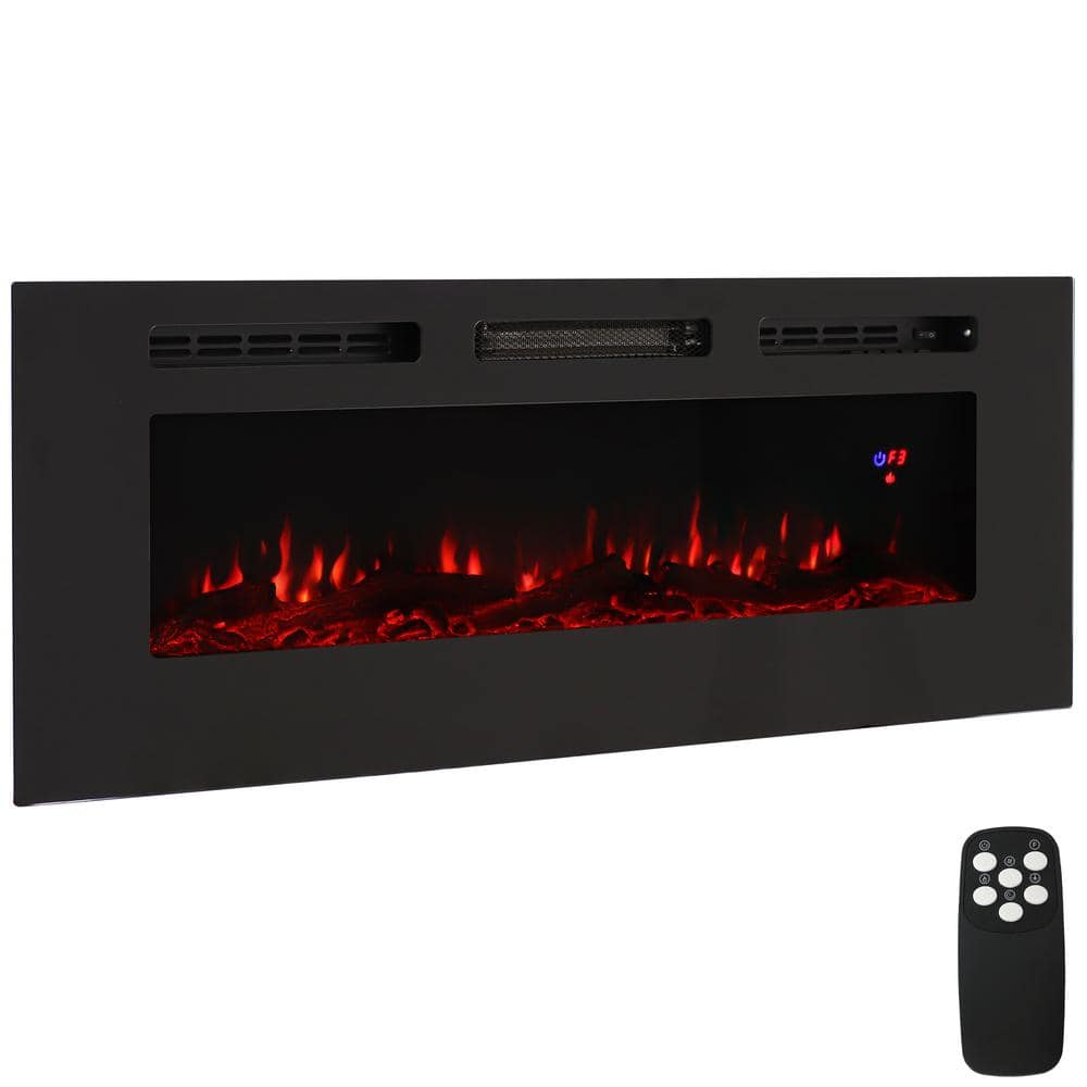Sophisticated Hearth 50" Black Steel Electric Fireplace with Remote Control