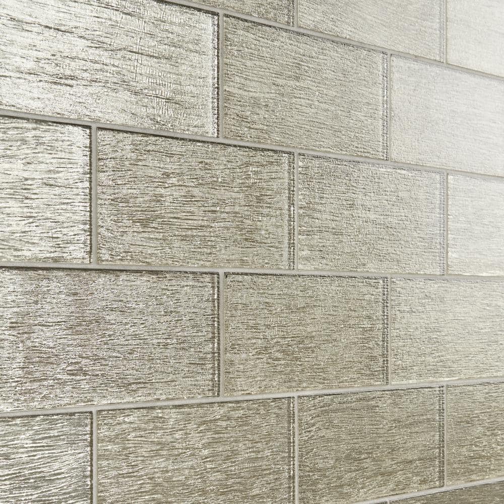 Salvatore Polished Gold Glass Subway Wall Tile 4-in x 8-in