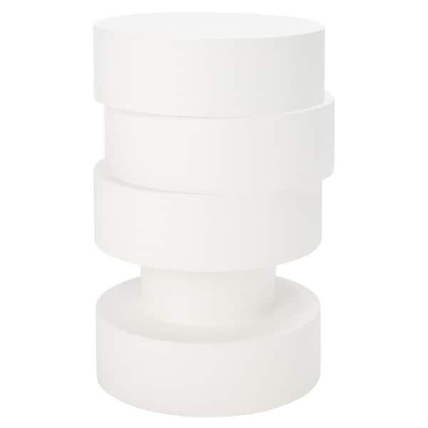 SAFAVIEH Tyce 11.8 in. White Round Wood End Table