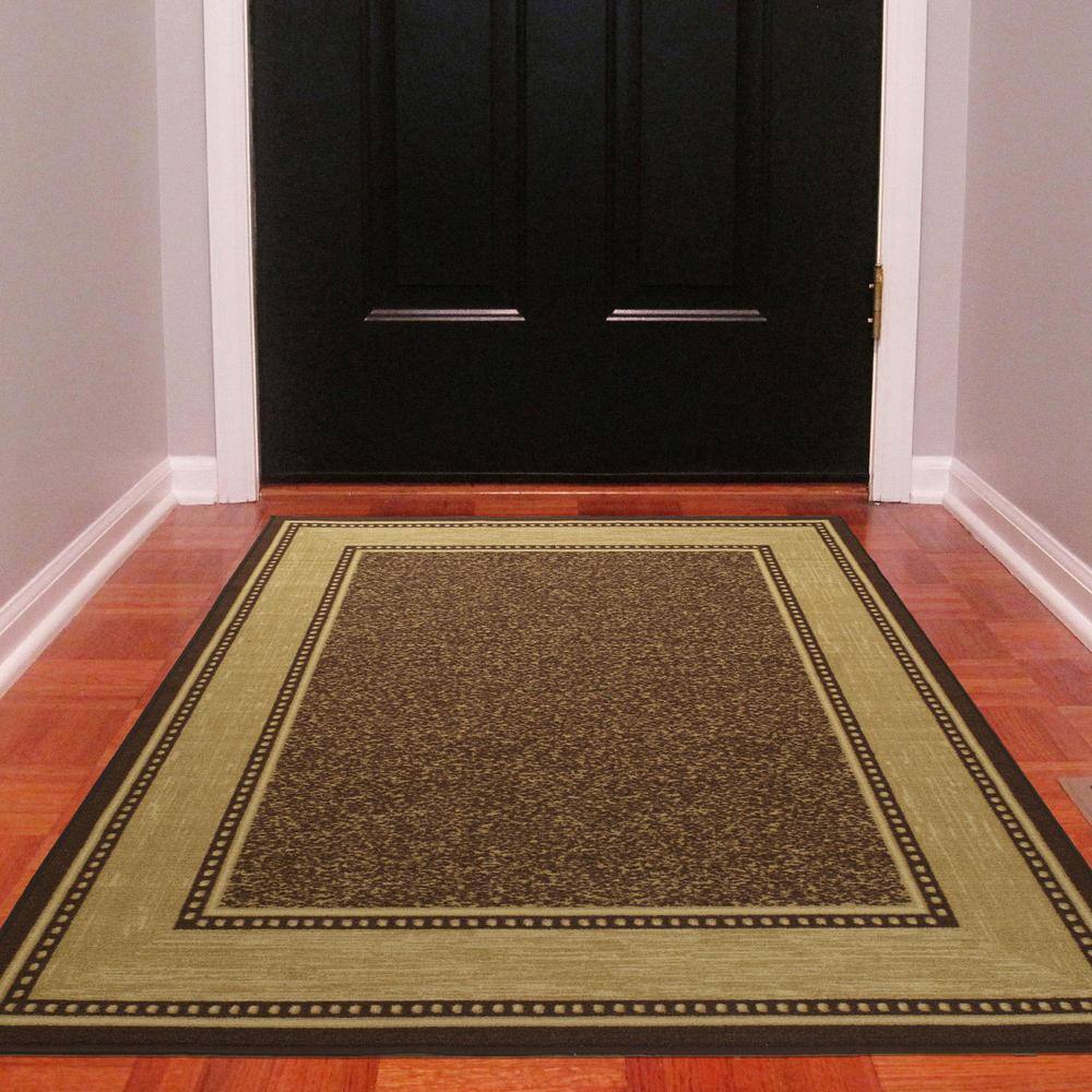 Brown and Beige Non-Slip Rubberback Area Rug 3'3" x 5'