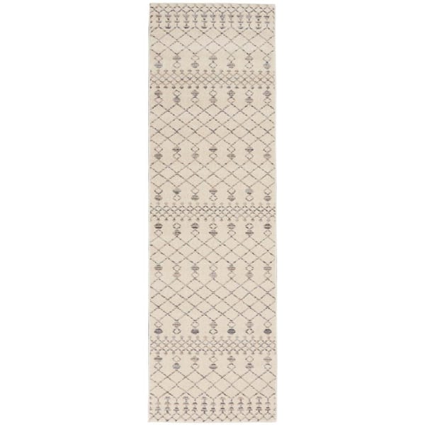 Royal Morroccan Beige/Grey 2 ft. x 10 ft. Moroccan Contemporary Kitchen Runner Area Rug