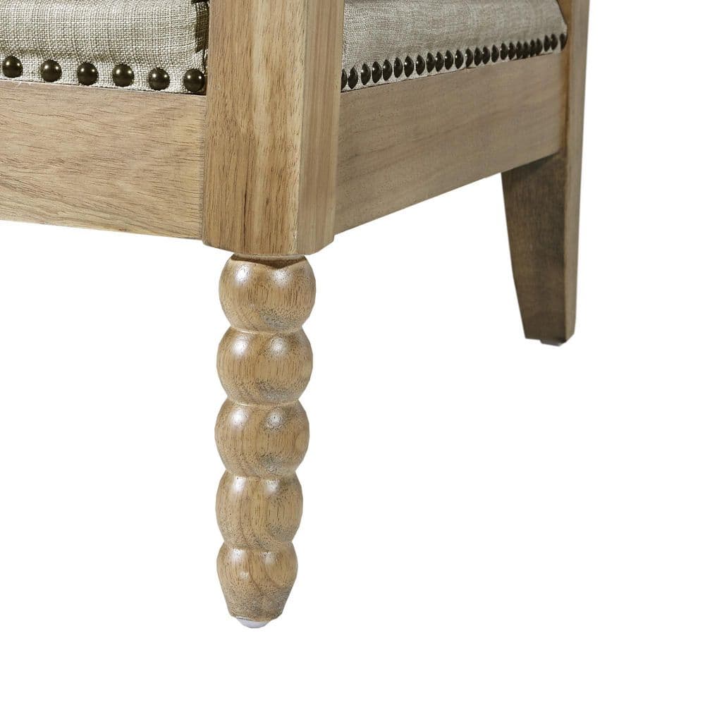 Donohue Light Grey Solid Wood Nailhead Trim Accent Chair
