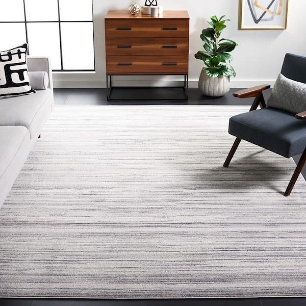 Skyler 9 ft. x 12 ft. Ivory/Gray Striped Marle Area Rug