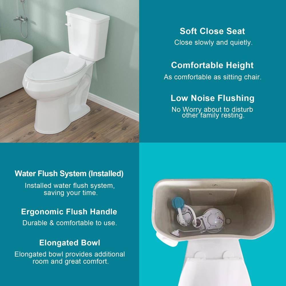 19" White Vitreous China Dual Flush Round Two-Piece Toilet