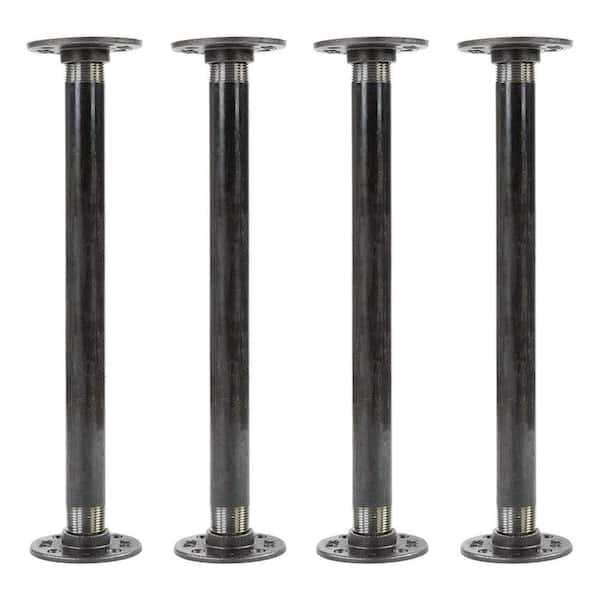 PLUMBFLEX 1/2 in. x 1 ft. Black Steel Pipe Table Legs (Pack of 4)