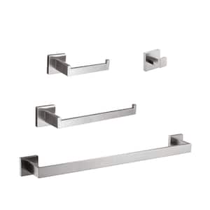 4 -Piece Bath Hardware Set with Hand Towel Holder in Brushed Nickel