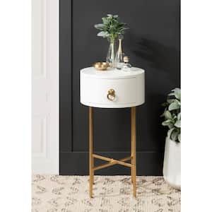 Decklyn 14 in. White Round MDF End Table