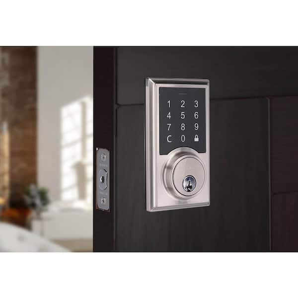 Square Satin Nickel Electronic Single Cylinder Touchpad Deadbolt
