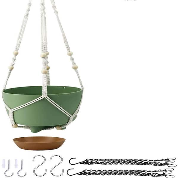 2-Pack 10 in. Green Plastic Hanging Baskets Self Watering for Indoor Plants