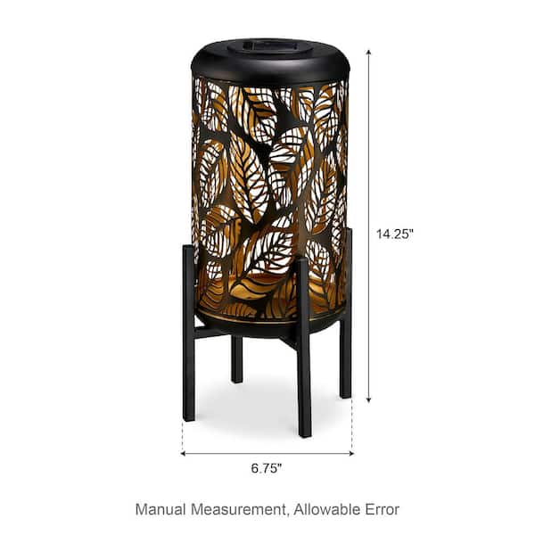 Glitzhome 14.25 in. H Black and Gold Metal Cutout Leaves