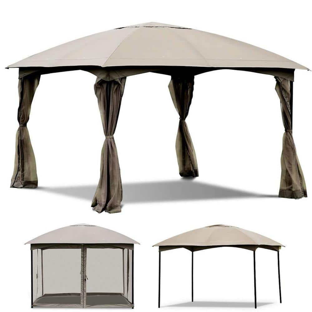 11.5 ft. x 11.5 ft. Large Outdoor Patio Shelter Fully Enclosed Canopy Gazebo with Netting for Lawn Beach Picnic -  ATENGNES, YD240147