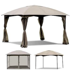 11.5 ft. x 11.5 ft. Large Outdoor Patio Shelter Fully Enclosed Canopy Gazebo with Netting for Lawn Beach Picnic