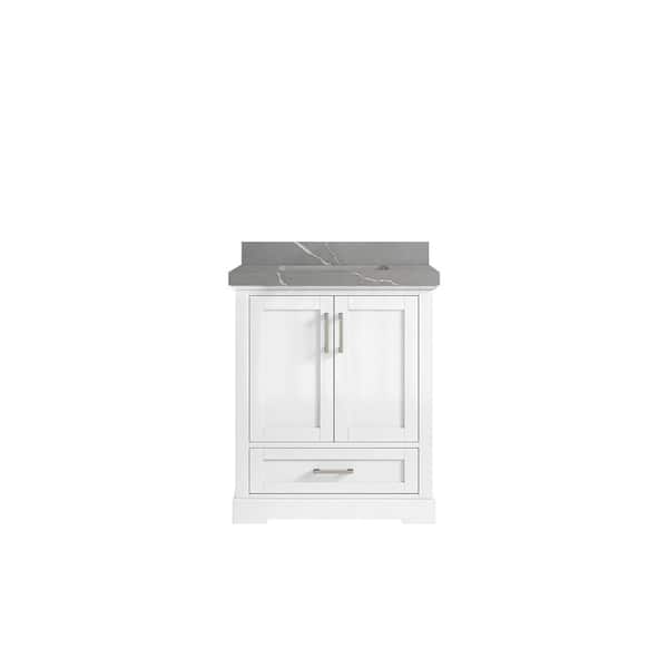 Willow Collections Boston 30 in. W x 22 in. D x 36 in. H Bath Vanity in White with 2" Piatra Quartz Top