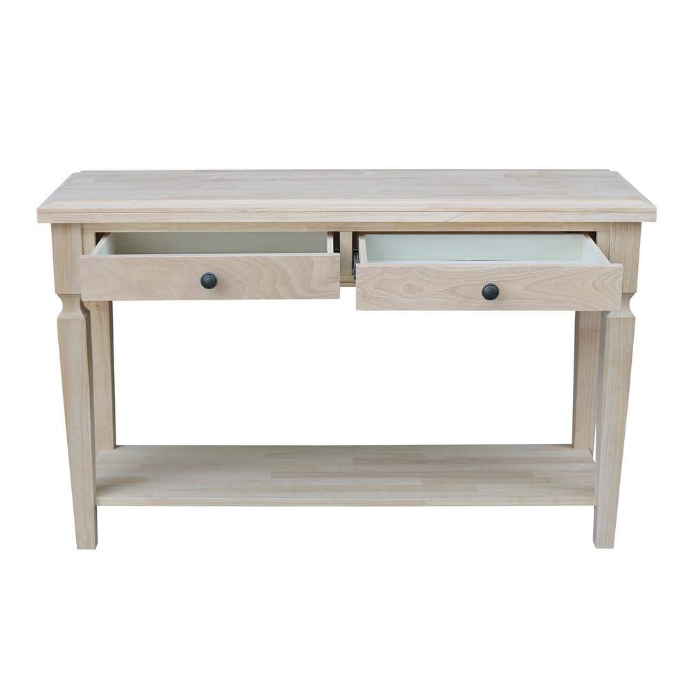 Vista 56'' Unfinished Solid Hardwood Console Table with Storage