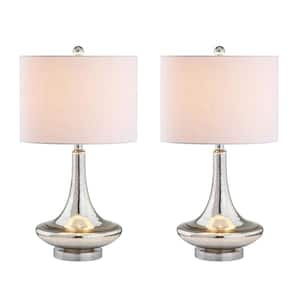 Cecile 25.5 in. Mercury Silver/Chrome Glass Teardrop Table Lamp (Set of 2)