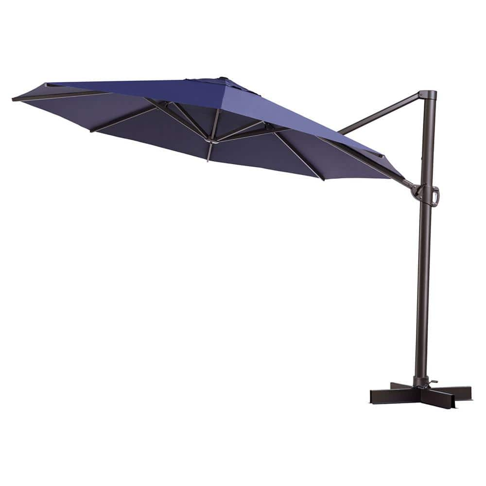 12 ft. x 12 ft. Outdoor Round Heavy-Duty 360-Degree Rotation Cantilever Patio Umbrella in Navy Blue -  Pellebant, PB-PU035NAV-N1