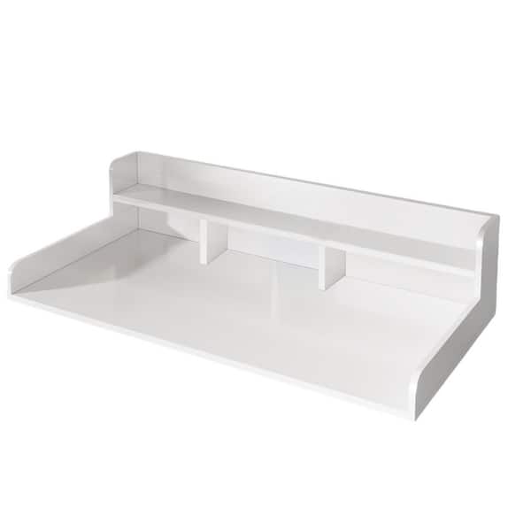 54 in. L Solid Surface Countertop in White, 2-Layer Washer Dryer Countertop, Laundry Wood Shelf Topper with Edge