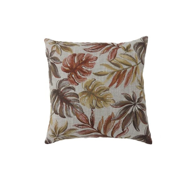 William's Home Furnishing Dora Red Floral Polyester 22 in. x 22 in. Throw Pillow