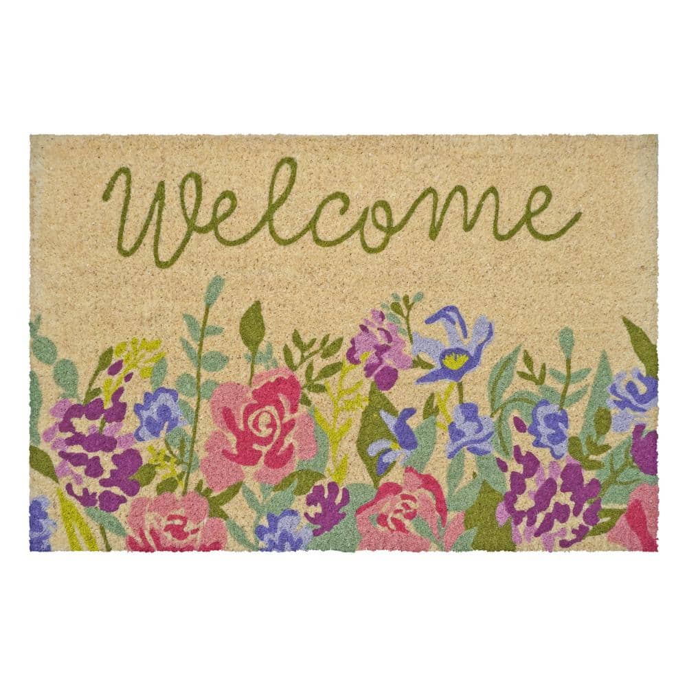 Welcome Floral Multi-Colored 24 in. x 36 in. Indoor or Outdoor Doormat price history on PriceWatchPro